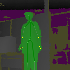 View of the depth and skeleton map of a Kinect user
