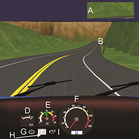View of a virtual road from inside a truck